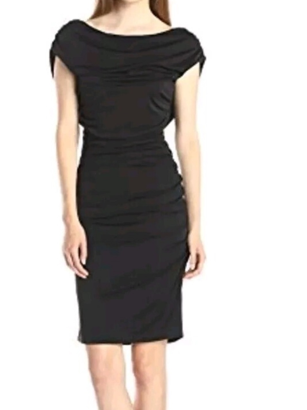BCBGMaxAzria Black Kylia Draped Midi Dress